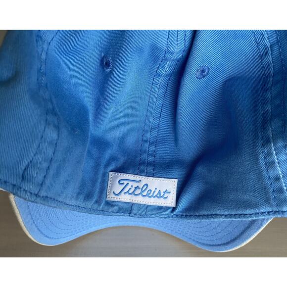 Titleist Hat Men's L/XL A-Flex Signature Script Cap Beige & Light Blue Golf Hat - Picture 5 of 11